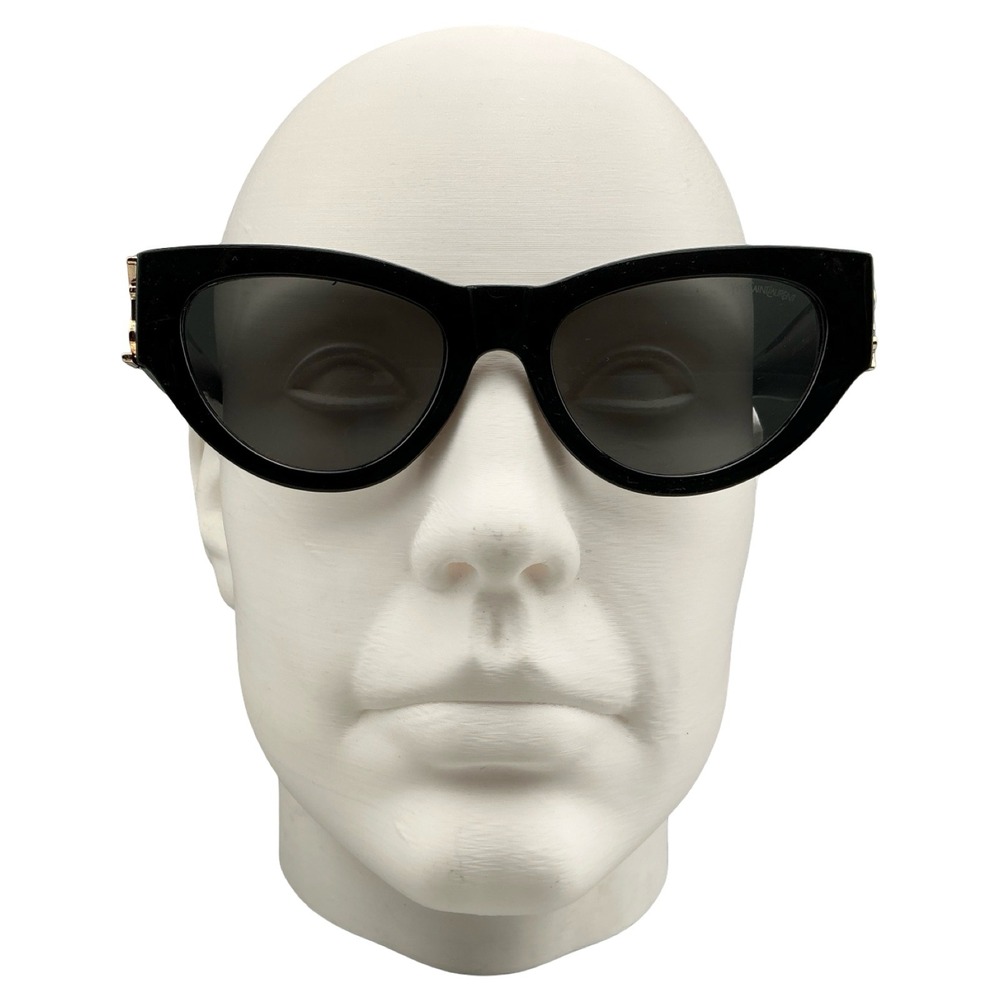 Saint Laurent M94 Black Cat Eye Sunglasses Gold YSL Logo Italy 53-20-145